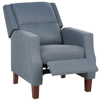 Beliani Beliani - Silla Reclinable Tapizada En Tela Azul Respaldo Y Reposapi&eacute;s Ajustables Manualmente Sill&oacute;n De Dise&ntilde;o Retro Egersund