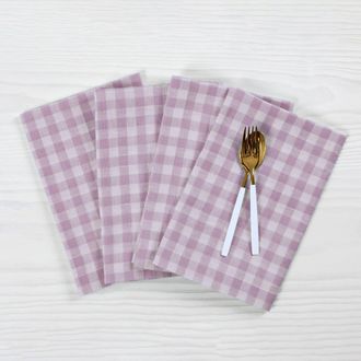 Solino Home Linen Dinner Napkins - Gingham Check, 20 x 20 in Lilac at Nordstrom, Size Large
