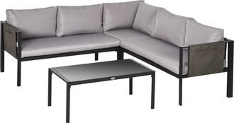 OUTSUNNY 4 Piece Garden Furniture Set w/ Breathable Mesh Pocket - Light Grey | TJ Hughes