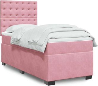 vidaXL Vidaxl - Cama Box Spring Con Colch&oacute;n Terciopelo Rosa 100x200 Cm