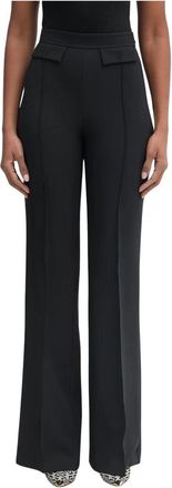 Elisabetta Franchi Broek met Dubbele Laag Stretch Cr&ecirc;pe - Dames - Wijde Broeken - Zwart - XL - Polyester - Broeken