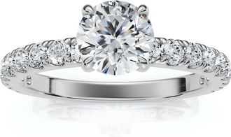 Pompeii3 1Ct Pave Diamond Round Cut Engagement Ring Gold Lab Grown