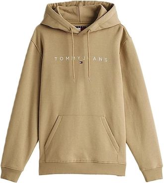 Tommy Jeans Linear Hoodie Sweat Regular Fit - Heren - Hoodies - Beige - S - Katoen - Hoodies & sweatvesten