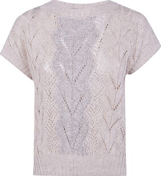 D.exterior D. EXTERIOR Braids Linen Crystals Boat Neck Sweater