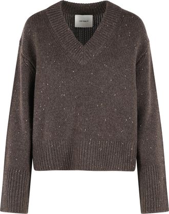 Lisa Yang Anella Sparkly Cocoa Brown Cashmere Sweater
