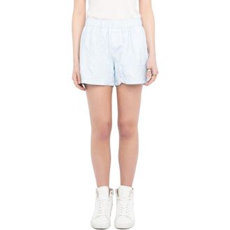 Zadig&Voltaire Pax Crumpled Leather Shorts in Baby Blue at Nordstrom, Size 10 Us