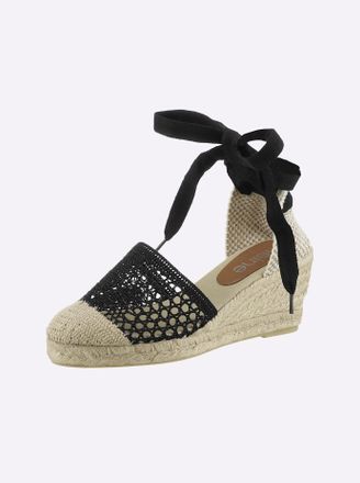 Heine Keilsandalette HEINE, Damen, Gr. 35, schwarz, Textil, Schuhe Keilsandalette