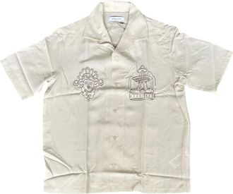 Maison Kitsun&eacute; Short Sleeve Shirts, male, Beige, Size: M Short Sleeve Shirt