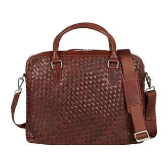 Howard London Braided Laptop Bag John - Heren - Laptoptassen - Bruin - ONE Size - Leer - Tassen
