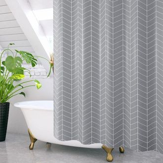 OEM Cortina De Ducha De 180x200 Cm, Impermeable, De Poli&eacute;ster, Lavable A M&aacute;quina, Con 12 Ganchos, Color Gris