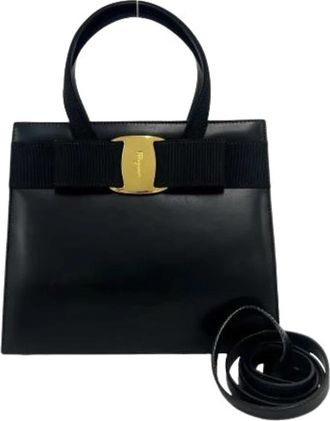 Ferragamo Pre-owned Handbag- Shoulder bag - Dames - Vintage Handtas - Zwart - ONE Size - Leer - Vintage