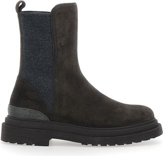 Brunello Cucinelli Brown Suede Slip-on Boots