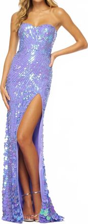 Sherri Hill Sweetheart Neckline Fitted Sequin Evening Gown In Periwinkle