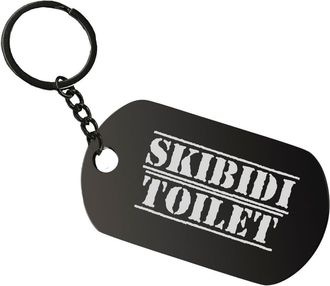 Generic Skibidi Toilet Laser Engraved Steel Dog Tag Keychain Keyring