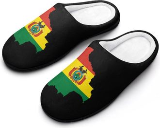 Generic Clipart Bolivia Flag Map Cotton Slipper for Women Indoor Outdoor House Shoes Anti-Skid Slippers with Rubber Sole