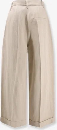 Alysi Womens Trousers Beige Viscose-Linen