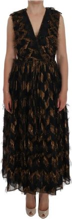 Dolce & Gabbana Bohemian Franje Zijden Maxi Jurk - Dames - Maxi kleedjes - Zwart - 2XS - Kleedjes