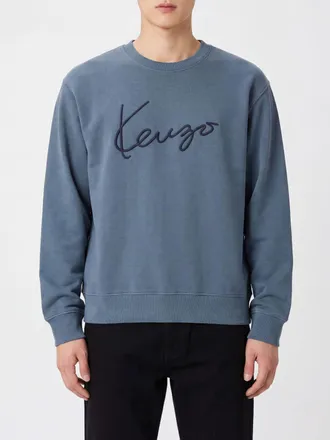 Kenzo Felpa girocollo in cotone con logo a contrasto e spalle cadute