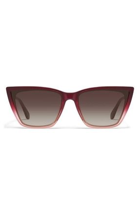 Quay Call The Shots 59mm Cat Eye Sunglasses in Rouge Ombre/Dark Brown at Nordstrom
