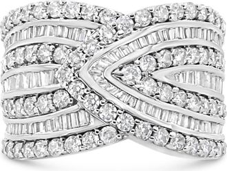House of Brilliance 925 Sterling Silver 2 3/8 Cttw Diamond Multi Row Overlay Band Ring at Nordstrom, Size 6