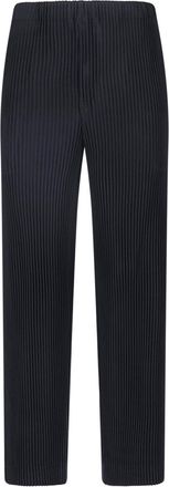 Homme Pliss&eacute; Issey Miyake Black Pleated Button Closure Straight-Leg Pants