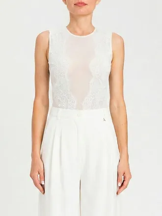 Twin-Set Top a body Twinset Actitude in jersey e pizzo