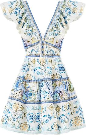 Camilla My Homespun Heart mini-jurk met ruches - Blauw