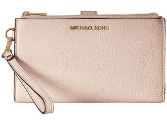 Michael Kors Adele Double-Zip Wristlet 7+ Wristlet Womens Handbags Soft Pink, Leather