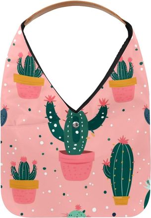 Generic Cactus Plants Reusable Lightweight Grocery Bags - Foldable Into Compact Pouch, Washable & Sturdy, Multipurpose for Shopping and Travel