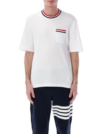 Thom Browne Textured Striped Cotton T Shirt