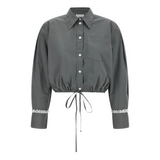 Ganni Dames, Blouses & Shirts, Grijs, Maat: S Katoen