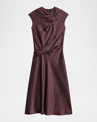 Theory Satin Twist Bodice Dress