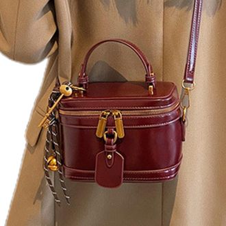 Generic Stylish Small Handbag, Lightweight Pu Box Tote, Pocket with Secure Zipper Closure, Versatile Shoulder Bag with Adjustable Strap, Bag with Contemporary