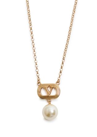 Valentino Garavani Ovalette Vlogo Necklace - Pearl - One Size