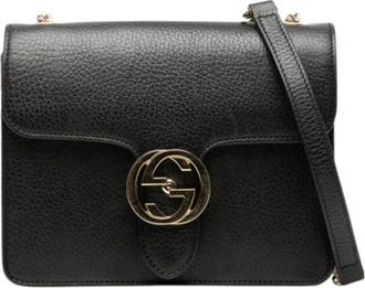 Gucci Pre-owned Cross Body Bags, female, Black, Size: ONE SIZE Pre-owned Leather Crossbody Bag