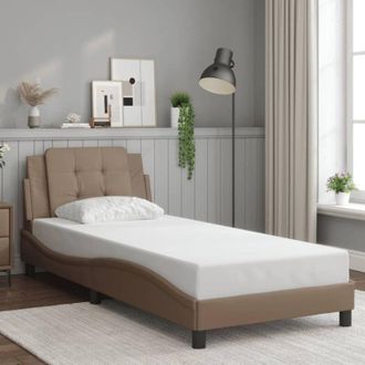 vidaXL Vidaxl - Estructura Cama Sin Colch&oacute;n Cuero Sint&eacute;tico Capuchino 90x200 Cm