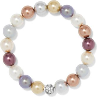 Brighton Womens Pearl-Icious Bracelet In Cream/burgandy/bronze