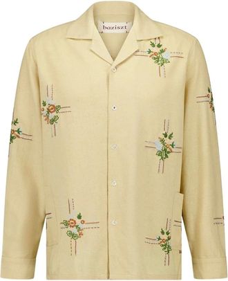 Baziszt Baziszt, Heren, Overhemden, Beige, Maat: L Zijde