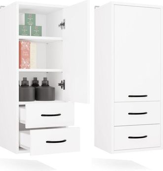 Topeshop Nina - Mueble De Pared Para Ba&ntilde;o Con 3 Estantes Y 2 Cajones - Blanco
