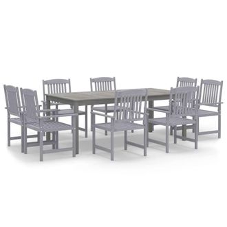 Berkfield Home 9 Piece Garden Dining Set Solid Wood Acacia Grey