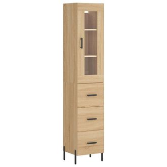vidaXL Vidaxl - Aparador De Madera Contrachapada Roble Sonoma 34,5x34x180 Cm