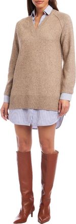 Fifteen Twenty Carrie Mixed Media Minidress in Wheat at Nordstrom, Size X-Small