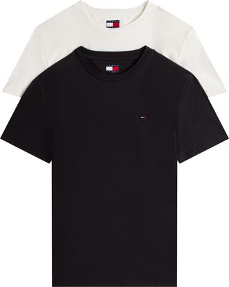 Tommy Jeans Rundhalsshirt »TJM XSLIM 2PACK JERSEY TEE EXT« Packung, 2er-Pack, Logostickerei, 2Pack