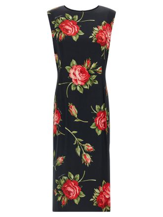Dolce & Gabbana Black Viscose Midi Womens Dress