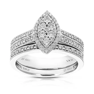 Vir Jewels 1/4 cttw Lab Grown Diamond Wedding Bridal Set in Sterling Silver For Women