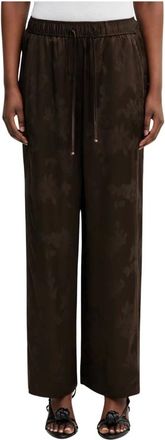 Ganni Broeken, Dames, Bruin, M, Polyester, Satin Jacquard Broek