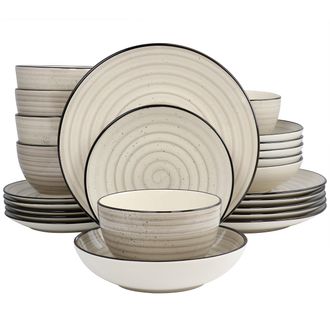 Elama Gia 24 Piece Round Stoneware Dinnerware Set