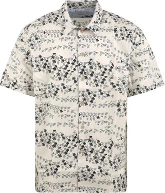 Paul Smith Casual Fit Bloemenshirt - Heren - Korte mouwen Overhemden - Wit - S - Katoen - Overhemden