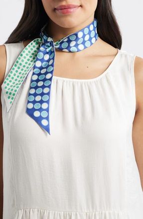 Echo Spot & Dot Silk Satin Ribbon Scarf in Ultramarine at Nordstrom