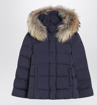 Il Gufo Blue nylon hooded down jacket